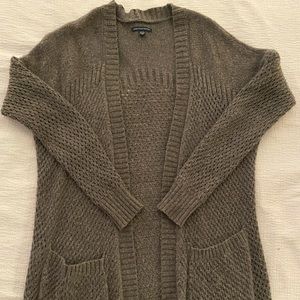American Eagle Long Gray Open Cardigan